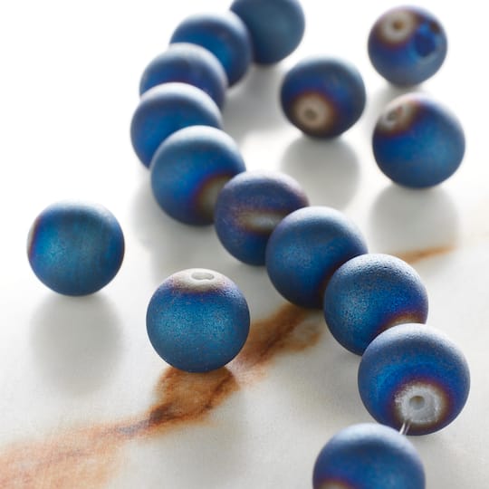12 Pack: Blue Druzy Agate Stone Beads, 10mm by Bead Landing™